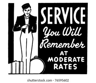 Service You Will Remember - Retro Ad Art Banner