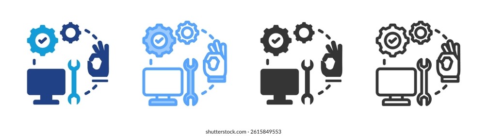 Serviceability icon set multiple style collection