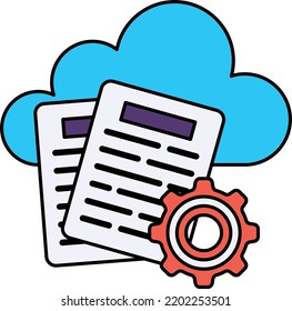 Service-level agreement Concept, document management Vector Icon Design, Cloud Processing Symbol, Computing Services Sign, Web Services and Data Center stock illustration