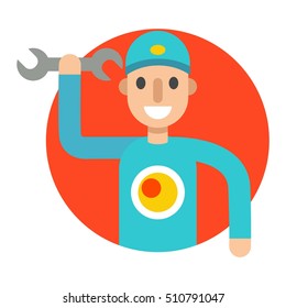 Serviceman builder professional and serviceman worker maintenance repair