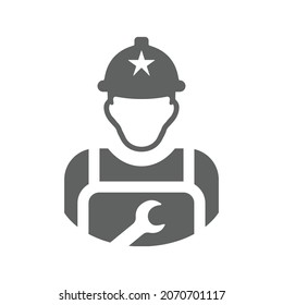 Serviceman, engineer icon. Gray vector graphics.