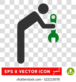 Serviceman EPS vector icon. Illustration style is flat iconic bicolor green and gray symbol on white background.