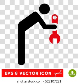 Serviceman EPS vector pictogram. Illustration style is flat iconic bicolor intensive red and black symbol on white background.