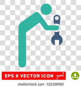 Serviceman EPS vector pictograph. Illustration style is flat iconic bicolor cobalt and cyan symbol on white background.
