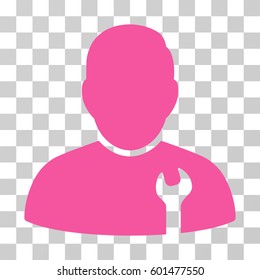 Serviceman icon. Vector illustration style is flat iconic symbol, pink color, transparent background. Designed for web and software interfaces.