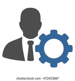 Serviceman icon. Vector style is bicolor flat iconic symbol with rounded angles, cobalt and gray colors, white background.