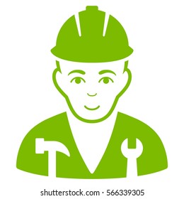 Serviceman vector icon. Flat eco green symbol. Pictogram is isolated on a white background. Designed for web and software interfaces.