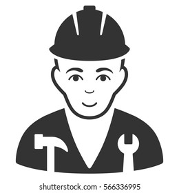 Serviceman vector icon. Flat gray symbol. Pictogram is isolated on a white background. Designed for web and software interfaces.