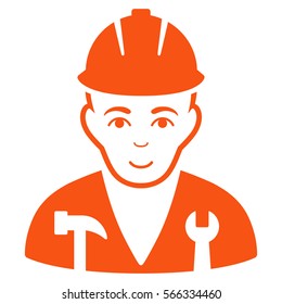 Serviceman vector icon. Flat orange symbol. Pictogram is isolated on a white background. Designed for web and software interfaces.