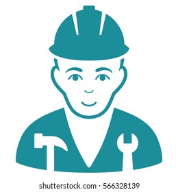 Serviceman vector icon. Flat soft blue symbol. Pictogram is isolated on a white background. Designed for web and software interfaces.