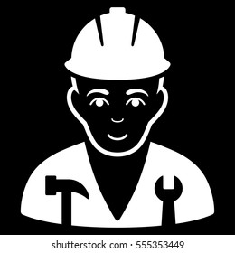 Serviceman vector icon. Flat white symbol. Pictogram is isolated on a black background. Designed for web and software interfaces.