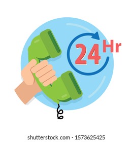 services 24 hours icon, Customer service, call center support.