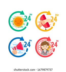 Services 24 hours icon. Customer service. call center