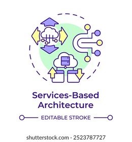 Services based architecture multi color concept icon. 6G technology. Cloud computing. Modular, scalable network. Round shape line illustration. Abstract idea. Graphic design. Easy to use in article