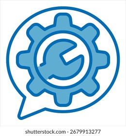 Ilustração de ícone único azul branco de serviços