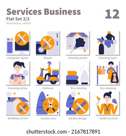 Services Business icons set, Flat, vector and illustration set 2