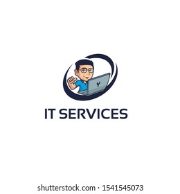IT services cartoon logo illustrations 