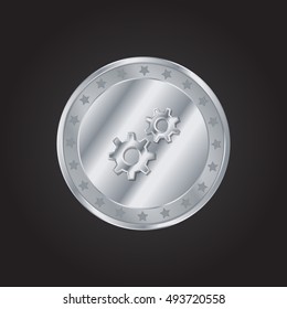 Services embossed realistic silver / platinum coin precious Icon / Logo Design