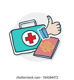 Services in the field of medicine icon. Vector illustration of a funny cartoon style