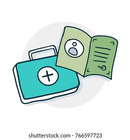 Services in the field of medicine icon. Vector illustration of a funny cartoon style