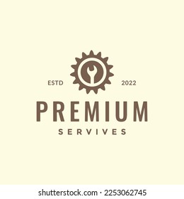 kit de herramientas de herramientas de herramientas de engranajes de servicio diseño de logotipo de hipster de automoción plantilla de ilustración de icono vectorial