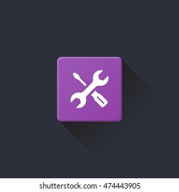 services icon or button in flat style with long shadow, isolated vector illustration on transparent background