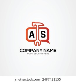 Services Icon or Chat Logo With Letter AS Logo Isolated Vector Illustration