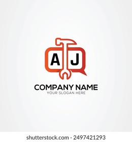 Services Icon or Chat Logo With Letter AJ Logo Isolated Vector Illustration