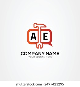 Services Icon or Chat Logo With Letter AE Logo Isolated Vector Illustration