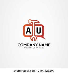 Services Icon or Chat Logo With Letter AU Logo Isolated Vector Illustration