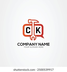 Services Icon or Chat Logo With Letter CK Logo Isolated Vector Illustration