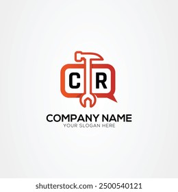 Services Icon or Chat Logo With Letter CR Logo Isolated Vector Illustration