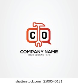 Services Icon or Chat Logo With Letter CO Logo Isolated Vector Illustration
