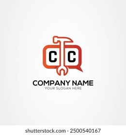 Services Icon or Chat Logo With Letter CC Logo Isolated Vector Illustration