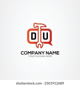 Services Icon or Chat Logo With Letter DU Logo Isolated Vector Illustration