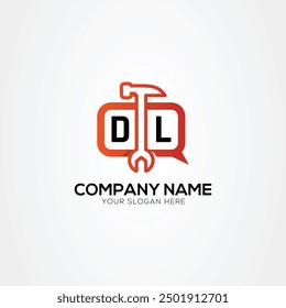 Icono de servicios o logotipo de chat con letra DL Logo Ilustración vectorial aislada