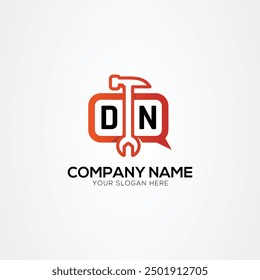 Services Icon or Chat Logo With Letter DN Logo Isolated Vector Illustration