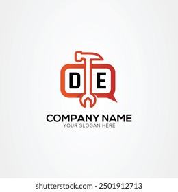 Services Icon or Chat Logo With Letter DE Logo Isolated Vector Illustration