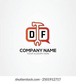 Services Icon or Chat Logo With Letter DF Logo Isolated Vector Illustration