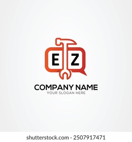 Icono de servicios o logotipo de chat con letra EZ Logo Ilustración vectorial aislada