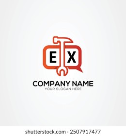 Services Icon or Chat Logo With Letter EX Logo Isolated Vector Illustration