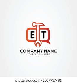 Services Icon or Chat Logo With Letter ET Logo Isolated Vector Illustration