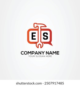 Services Icon or Chat Logo With Letter ES Logo Isolated Vector Illustration