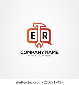 Services Icon or Chat Logo With Letter ER Logo Isolated Vector Illustration