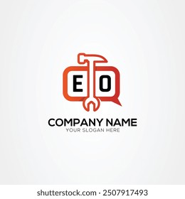 Services-Symbol oder Chat-Logo mit Buchstabe EO-Logo, einzelne Vektorgrafik