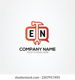 Services Icon or Chat Logo With Letter EN Logo Isolated Vector Illustration