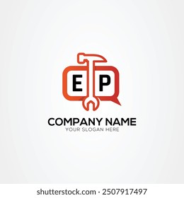 Services Icon or Chat Logo With Letter EP Logo Isolated Vector Illustration