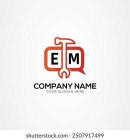 Services Icon or Chat Logo With Letter EM Logo Isolated Vector Illustration