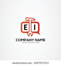 Services Icon or Chat Logo With Letter EI Logo Isolated Vector Illustration