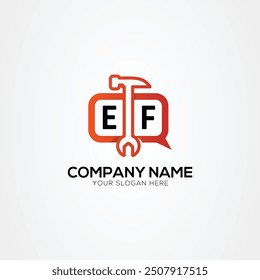 Icono de los servicios o logotipo del chat con la Ilustración vectorial aislada del logotipo de la letra EF